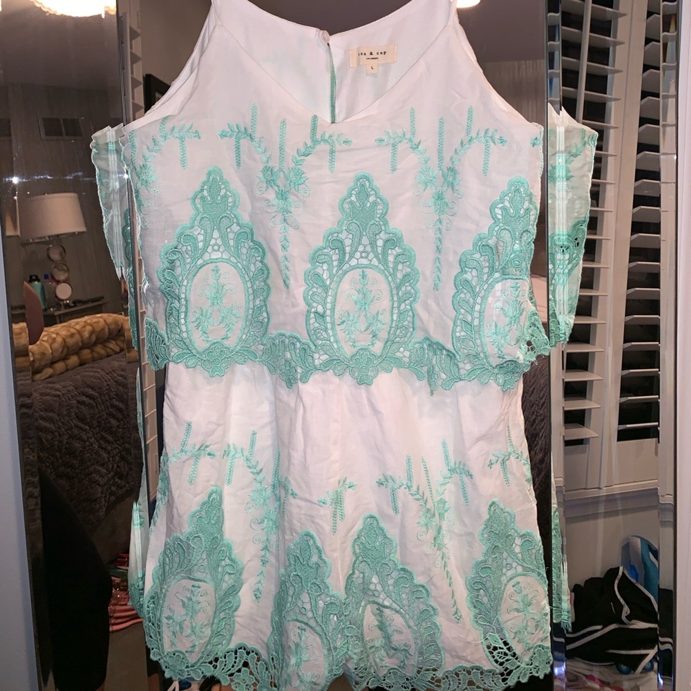 Turquoise Lace Summertime Romper